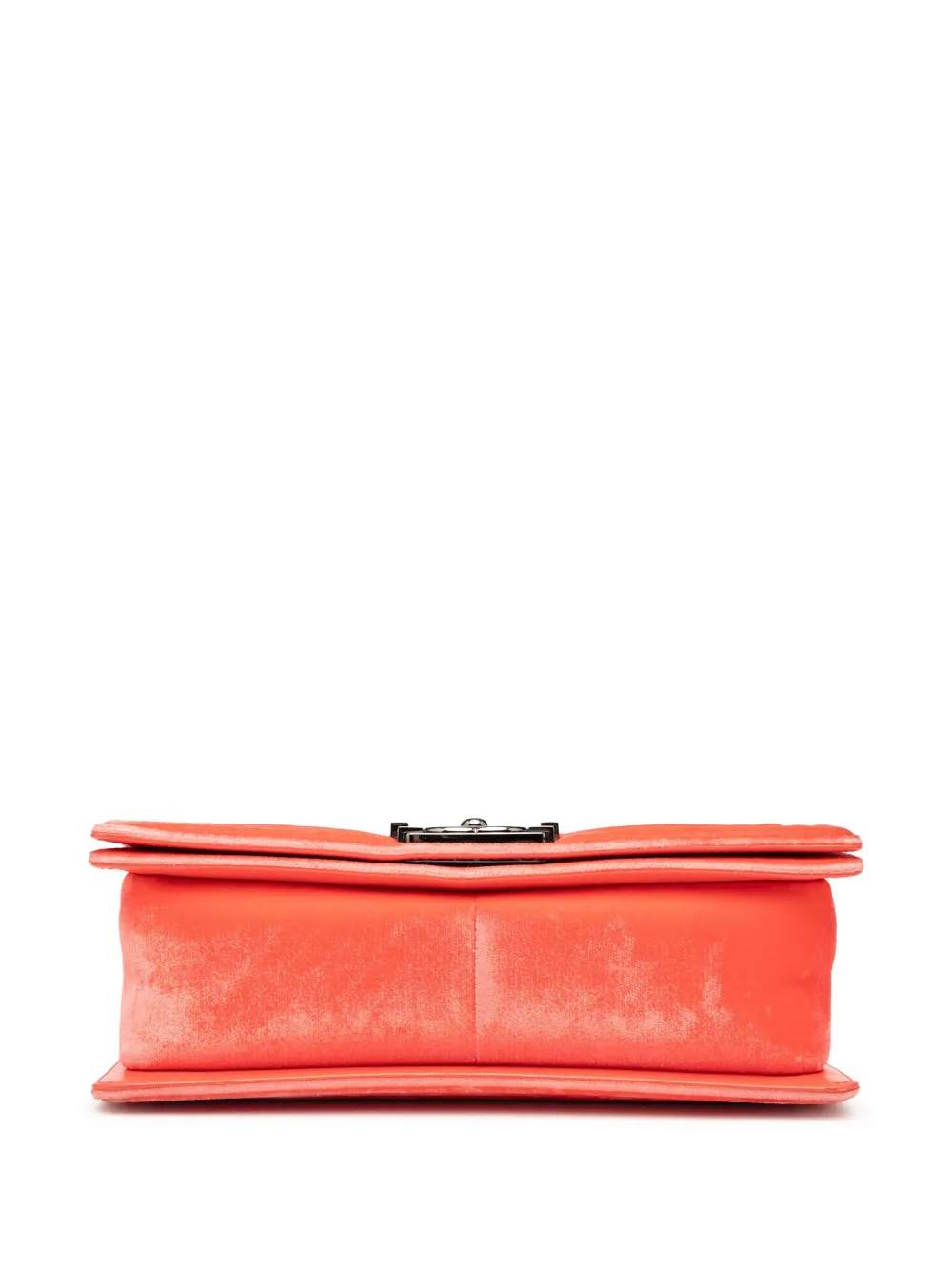 Pre-owned Chanel 2015-2016 Old Medium Quilted Velvet Boy Flap Crossbody Bag In Orange