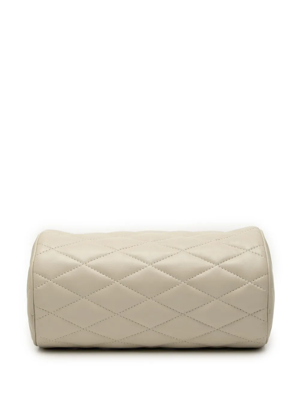 Pre-owned Saint Laurent 2022 Small Quilted Lambskin Sade Tube Bag Shoulder Bag In White