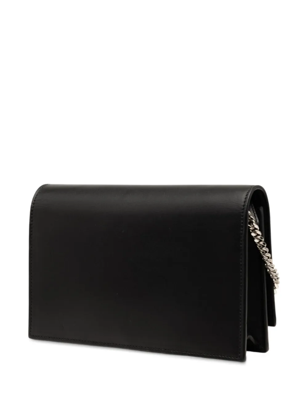 Pre-owned Saint Laurent 2016 Calfskin Cloud Star Applique Classic Monogram Kate Tassel Wallet On Chain Crossbody Bag In Black