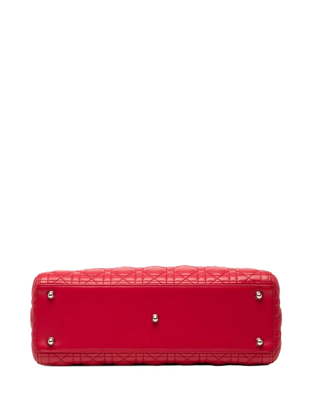 DIOR Pre-owned 2012 Large Lambskin Cannage Lady Satchel In Red