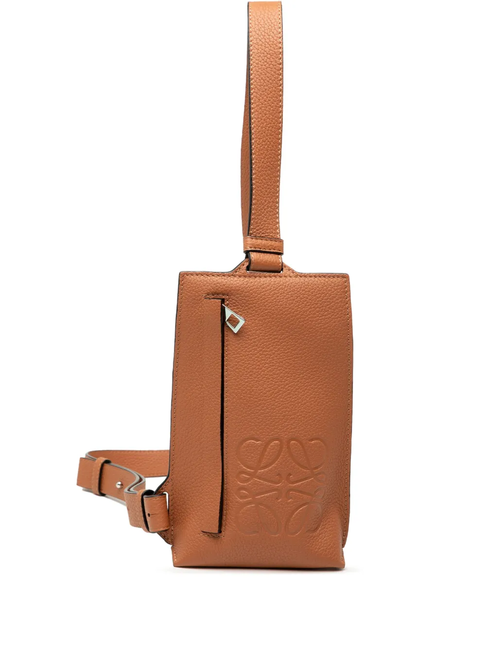 Loewe Pre-Owned 2000-2020 ソフトグレインカーフ バーティカル Tポケット ショルダーバッグ - ブラウン Loewe Pre-Owned 2000-2020 ソフトグレインカーフ バーティカル Tポケット ショルダーバッグ - ブラウン