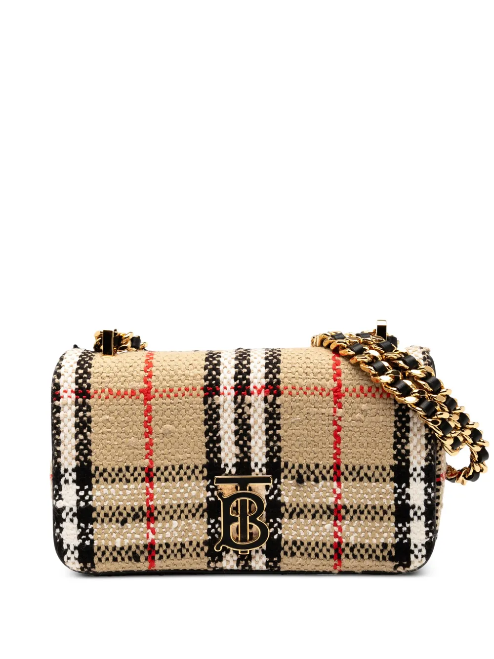 Burberry Pre-Owned 2018-2025 ミニ ハウスチェックコットン＆ウール ローラ ショルダーバッグ - ブラウン