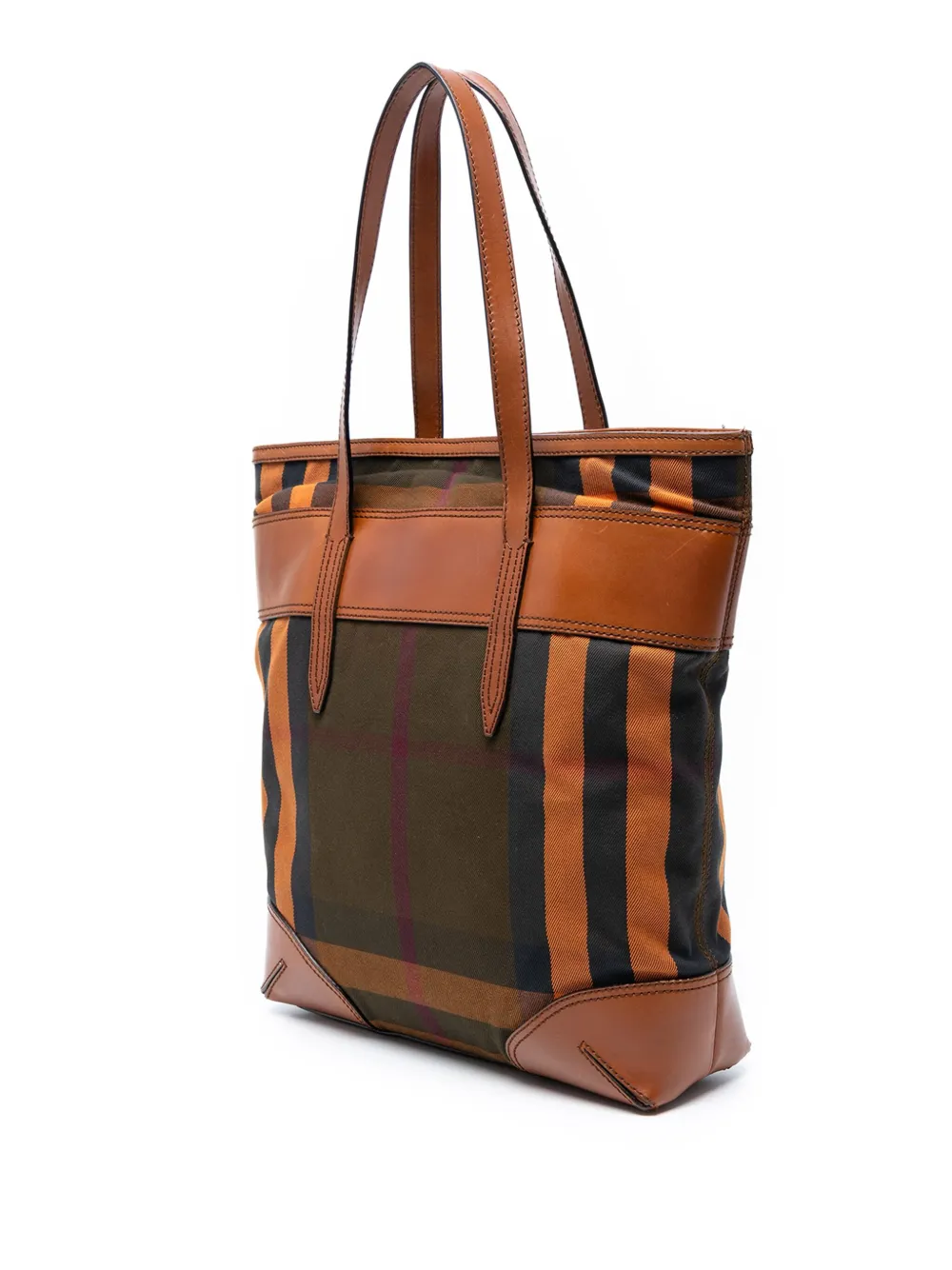 Pre-owned Burberry 2000-2017 House Check Canvas Tote Bag In Brown