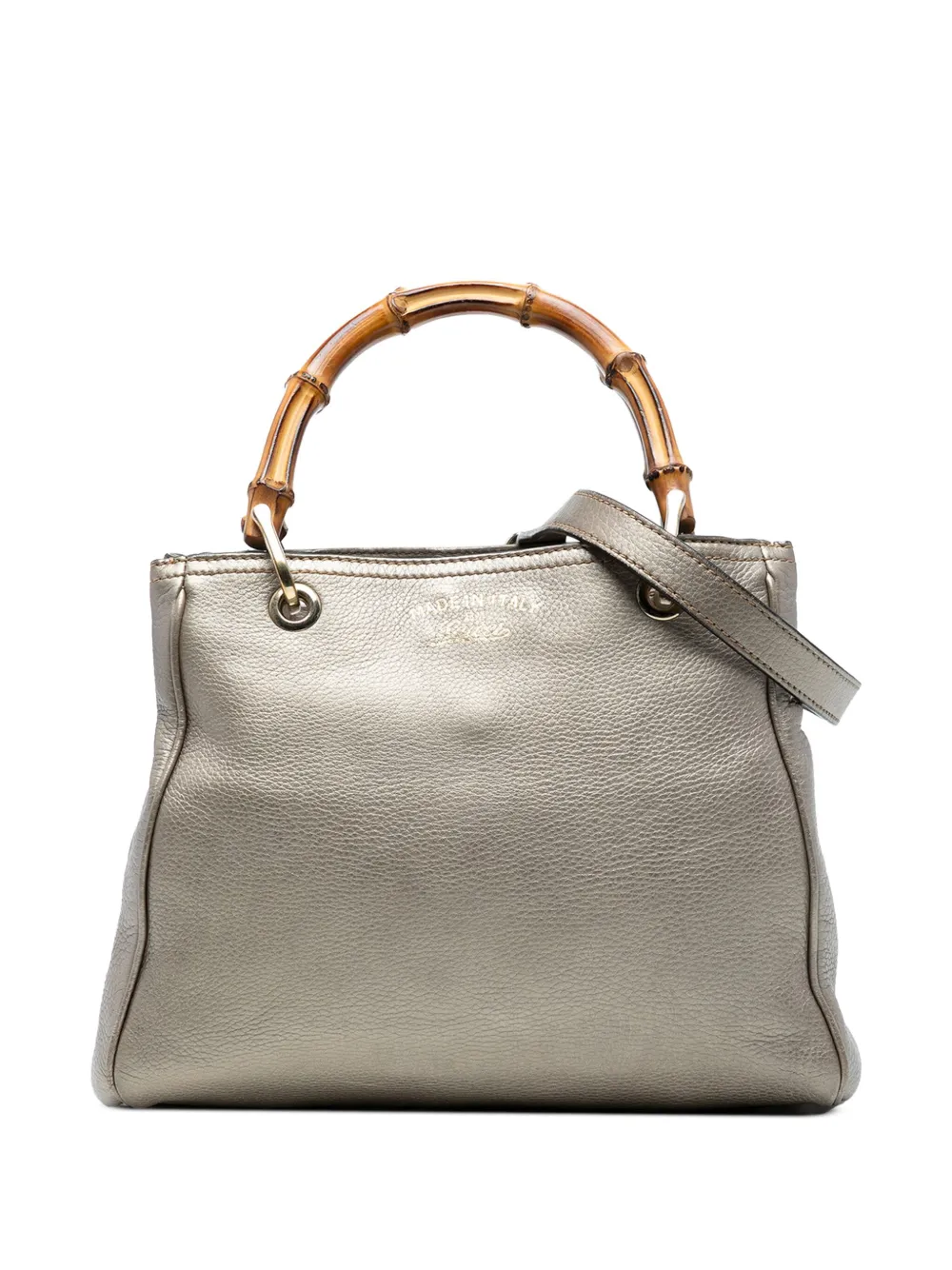 Pre-owned Gucci 2016-2025 Small Calfskin Bamboo Shopper Satchel In Gold