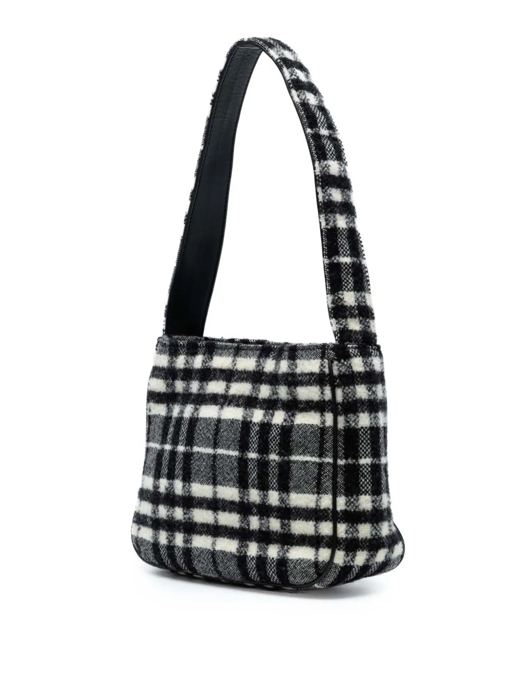 BURBERRY Pre-owned 20th Century Vintage Check Wool Shoulder Bag In Black