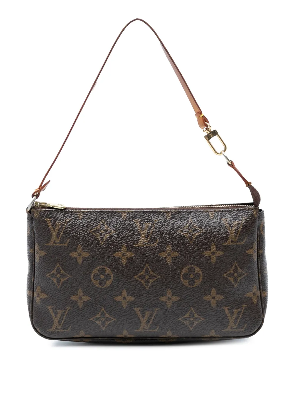 Pre-owned Louis Vuitton 2011 Monogram Pochette Accessoires Shoulder Bag In Brown