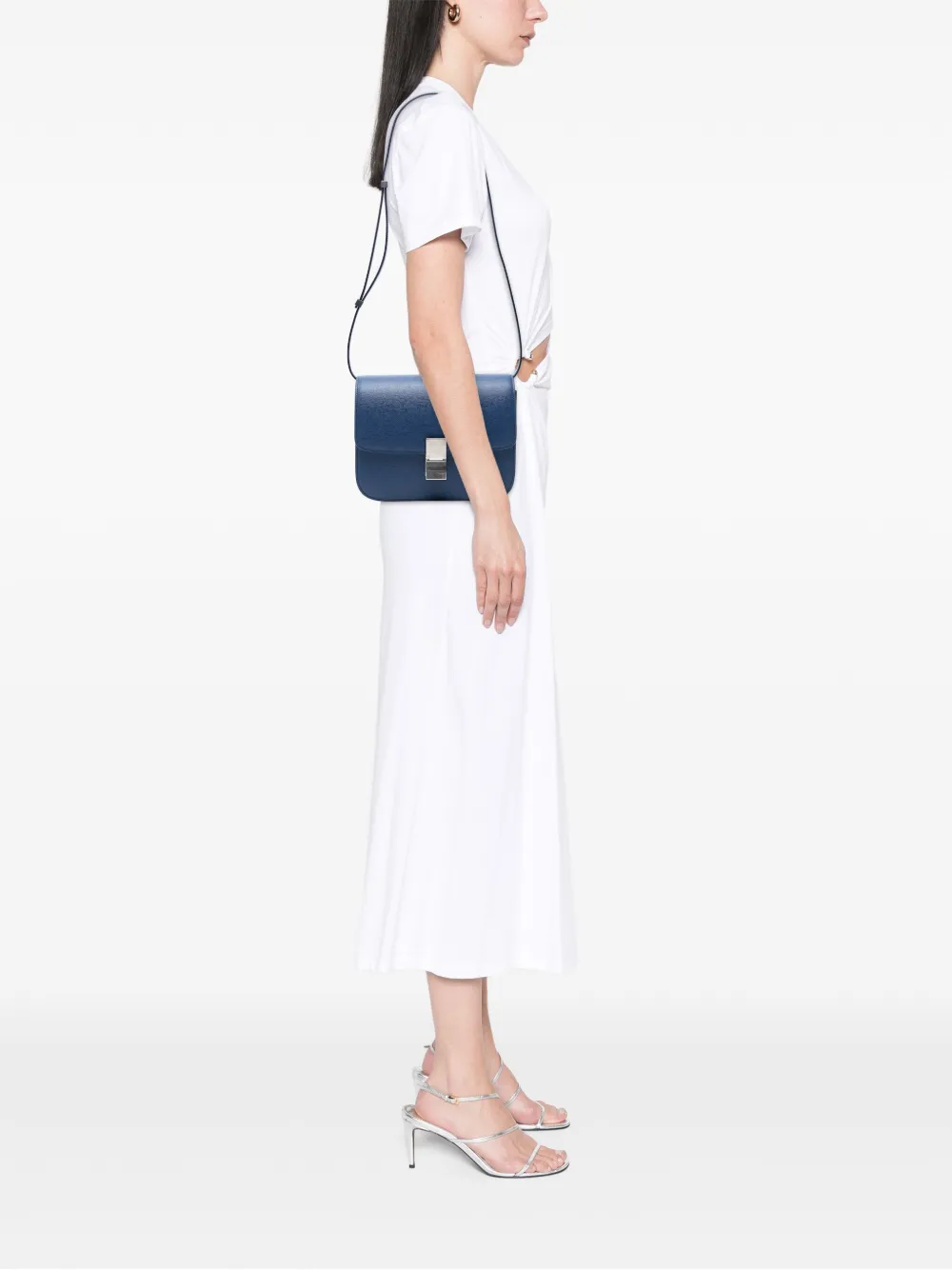CELINE Pre-owned 2018 Medium Calfskin Classic Box Crossbody Bag In Blue