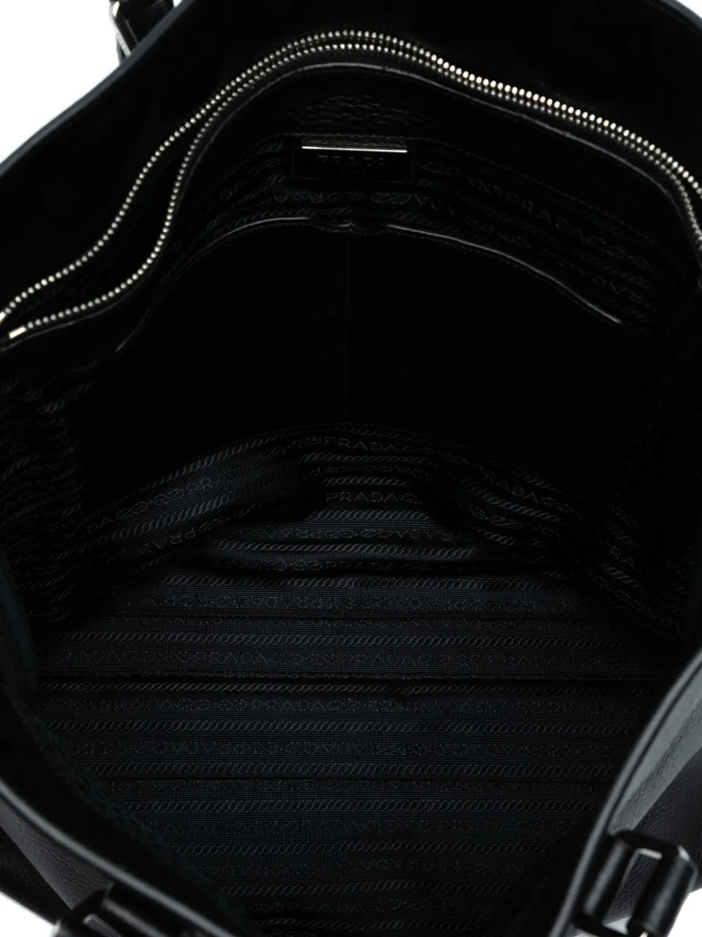 Pre-owned Prada 2021-2025 Vitello Phenix Open Convertible Tote Satchel In Black