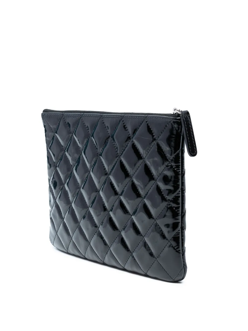 CHANEL Pre-owned 2012-2013 Medium Quilted Patent O Case Clutch Bag In Black
