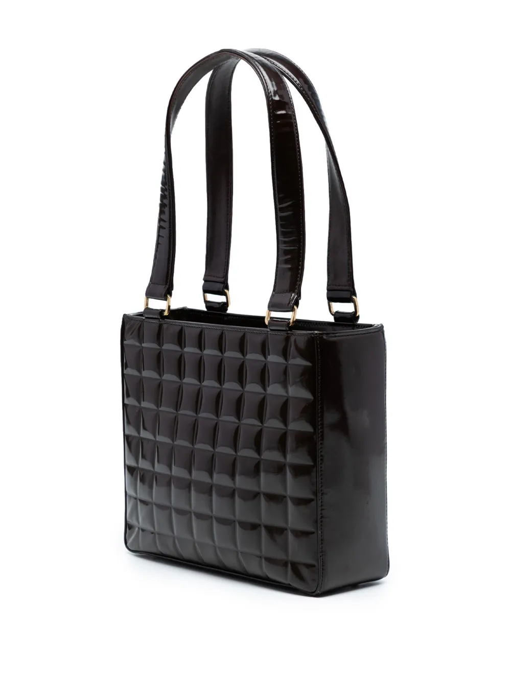 CHANEL Pre-owned 2002-2003 Cc Chocolate Bar Patent Shoulder Bag In Brown