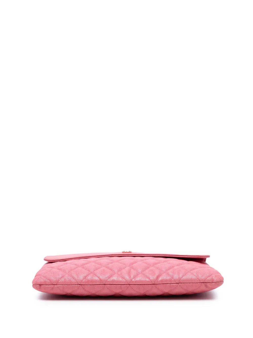 Pre-owned Chanel 2019 Medium Cc Quilted Caviar Flap Cosmetic Case Clutch Bag In Pink