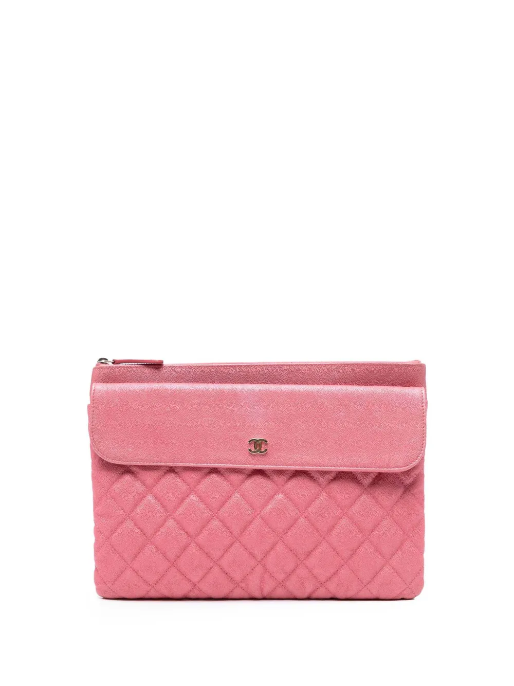 CHANEL Pre-Owned 2019 Medium CC Quilted Caviar Flap Cosmetic Case clutch bag - Rosa