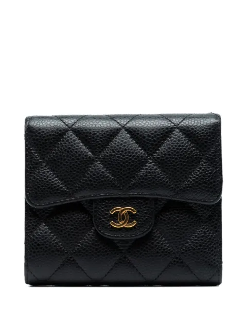 CHANEL Pre-Owned 2017-2018 CC Quilted Caviar Compact Flap Wallet small wallets