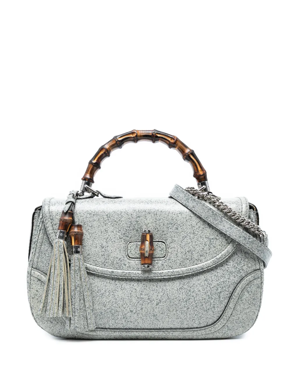 Gucci Pre-Owned Borsa a tracolla New Bamboo grande in pelle con manico 2016-2025 - Grigio