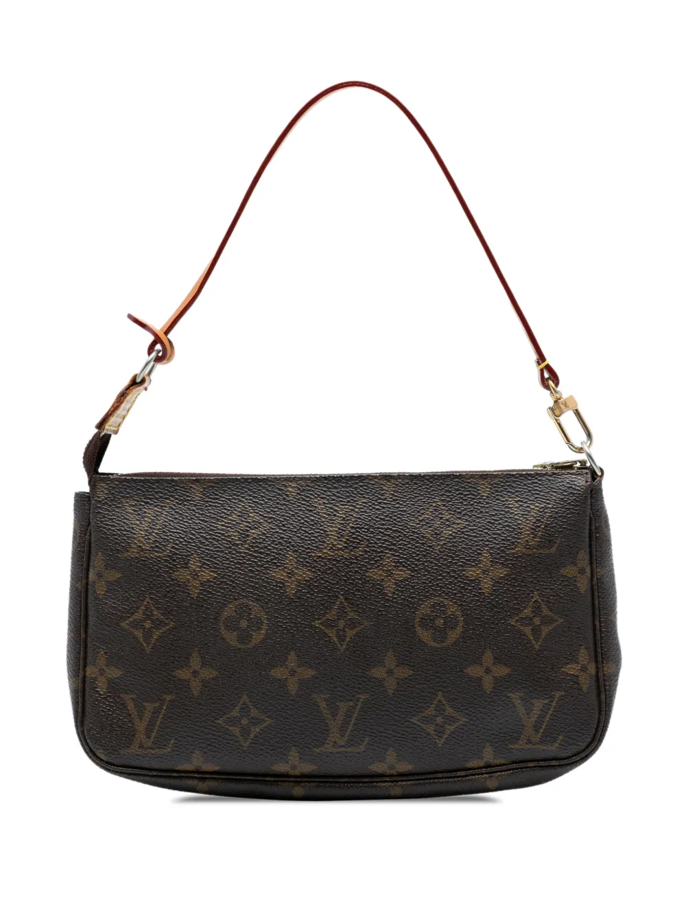 Pre-owned Louis Vuitton 2001 Monogram Pochette Accessoires Shoulder Bag In Brown