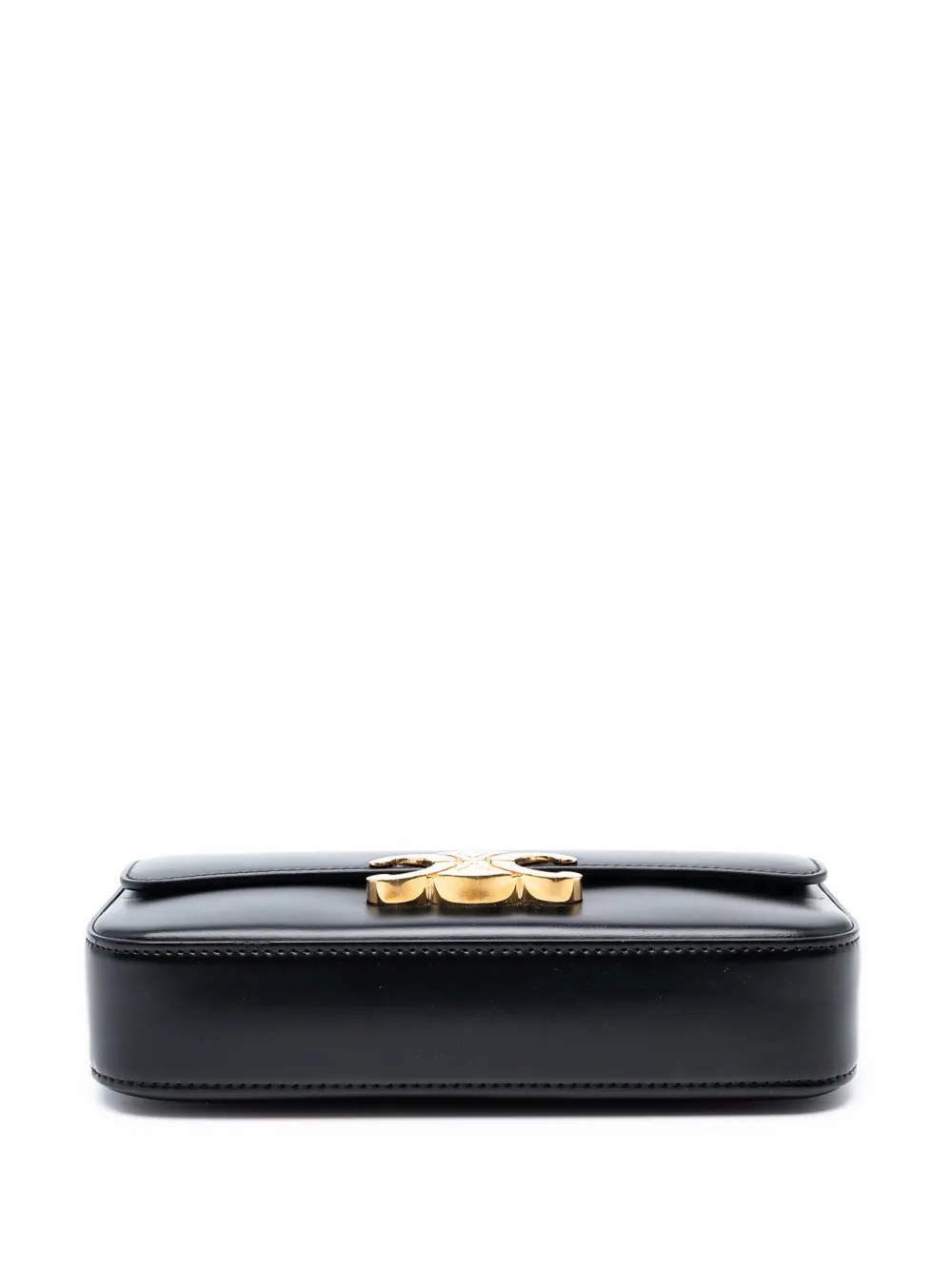 CELINE Pre-owned 2010-2025 Shiny Calfskin Triomphe Claude Shoulder Bag In Black