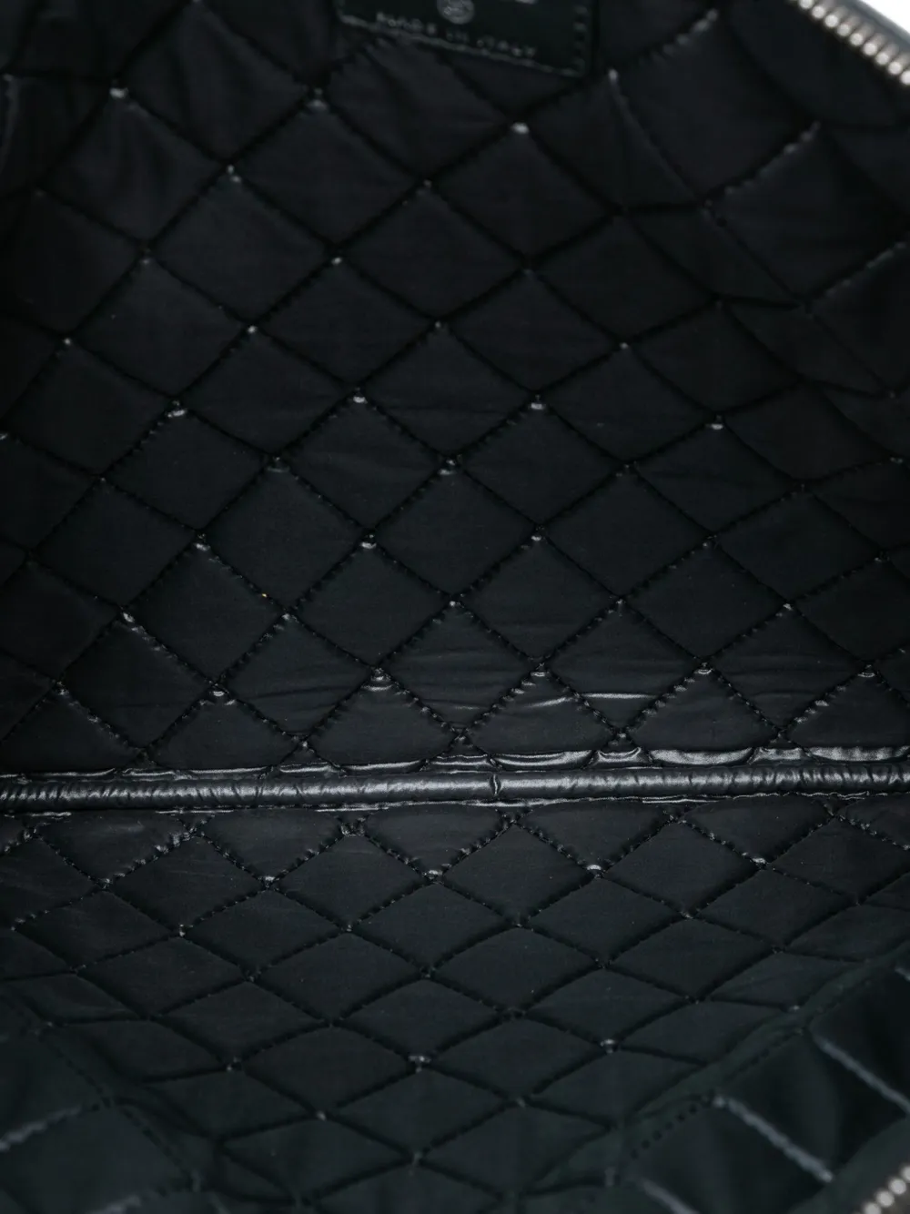 Pre-owned Chanel 2014-2015 Large Lambskin And Quilted Patent O Case Clutch Bag In Black