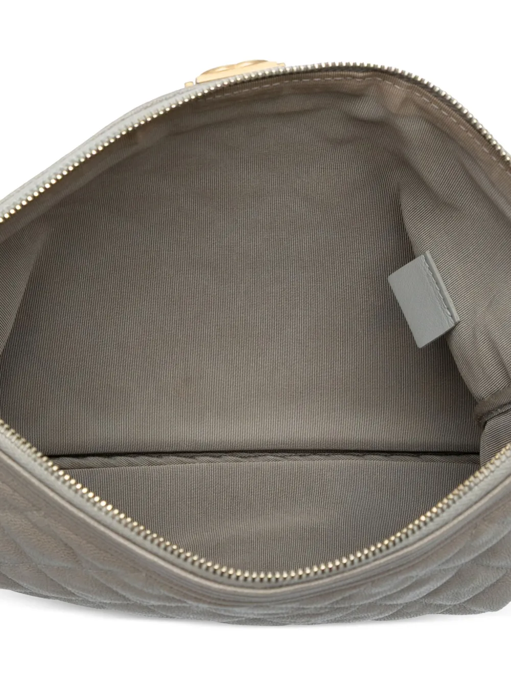 CHANEL Pre-owned 2019 Medium Quilted Caviar Boy O Case Clutch Bag In Gray