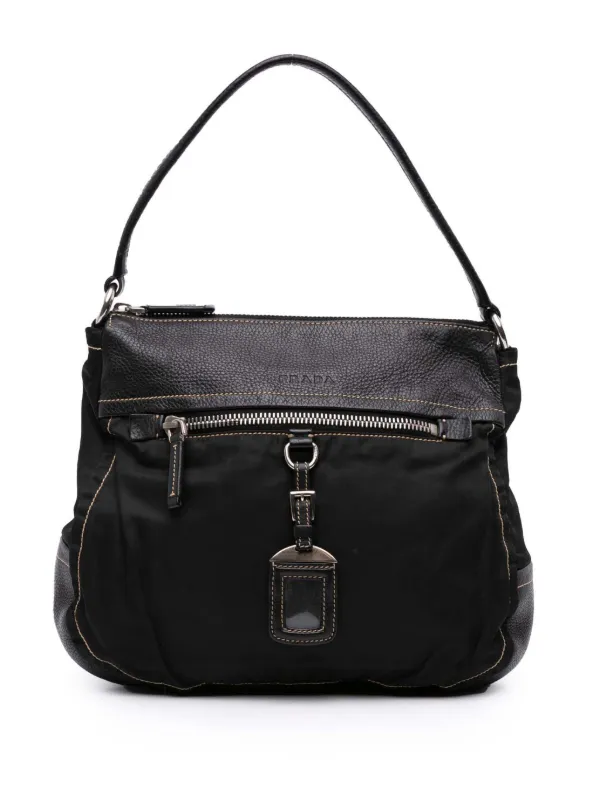 Prada Pre-Owned 2000-2013 Leather And Tessuto Shoulder Bag | Black
