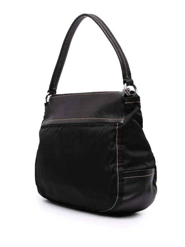 Prada Pre-Owned 2000-2013 Leather And Tessuto Shoulder Bag | Black
