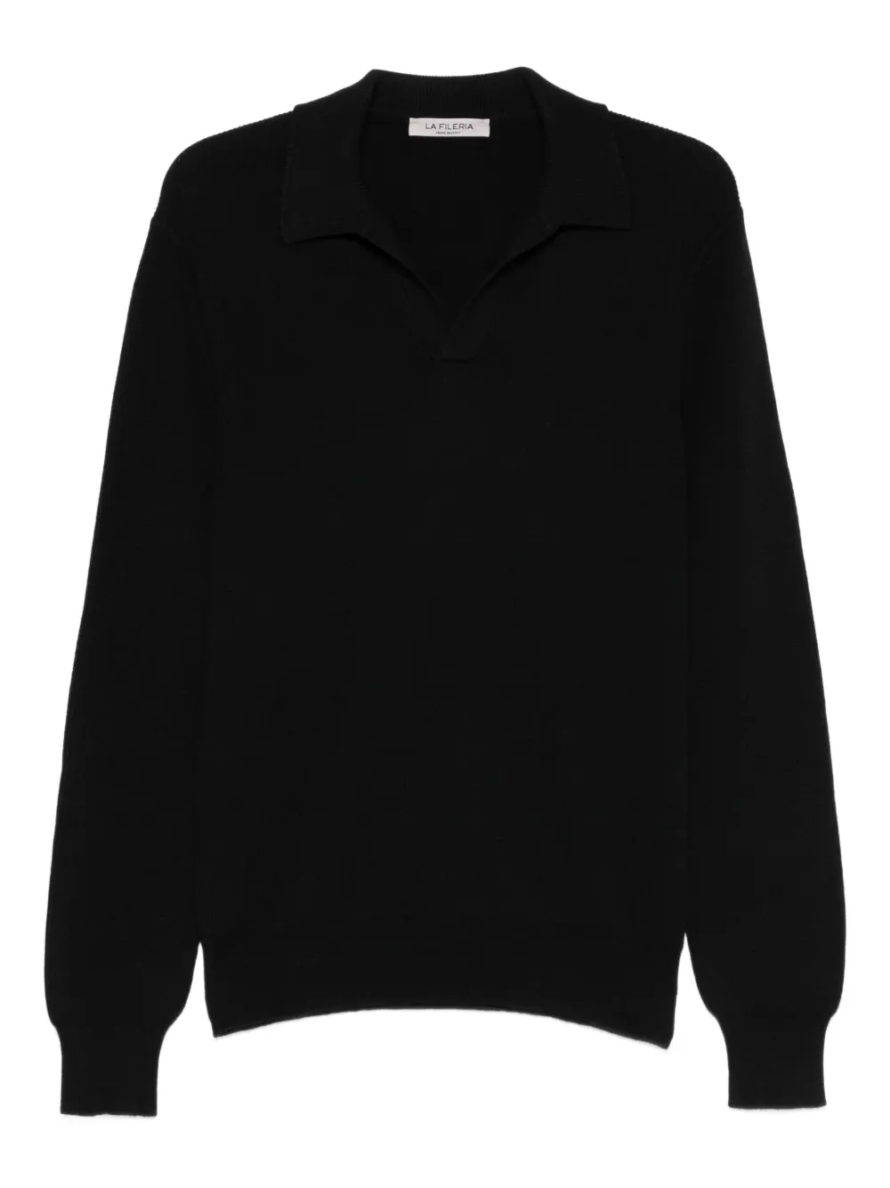 Fileria Collared Long-sleeve Sweater In Black