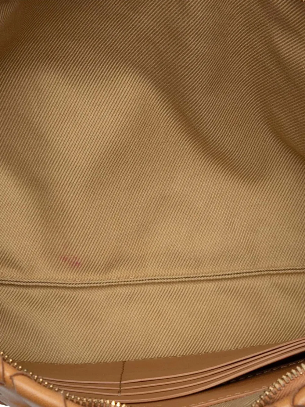 Pre-owned Bottega Veneta 2012-2025 Large Nappa Intrecciato Flat Zip Pouch Clutch Bag In Brown