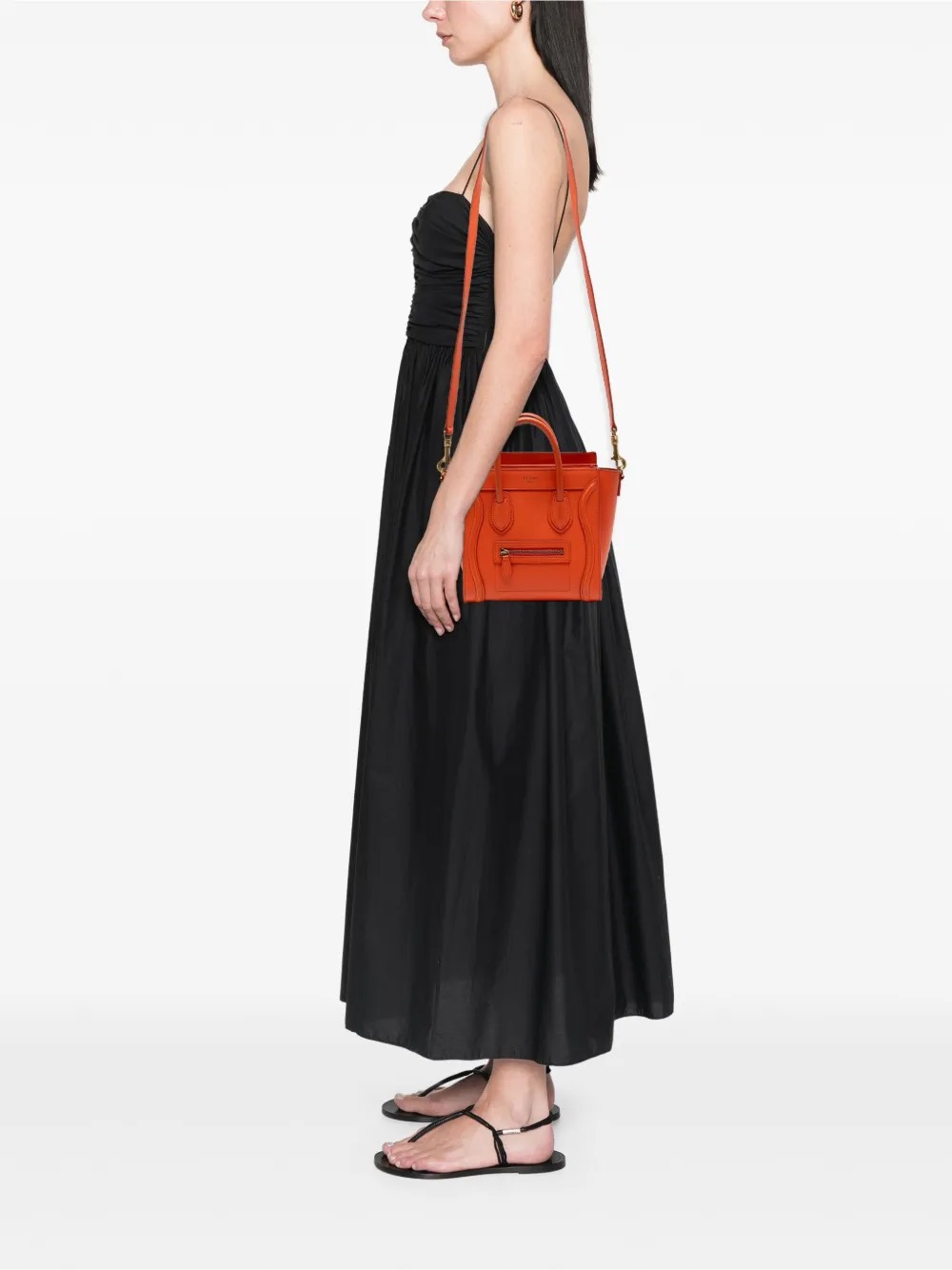 CELINE Pre-owned 2014 Nano Leather Luggage Tote Satchel In Orange