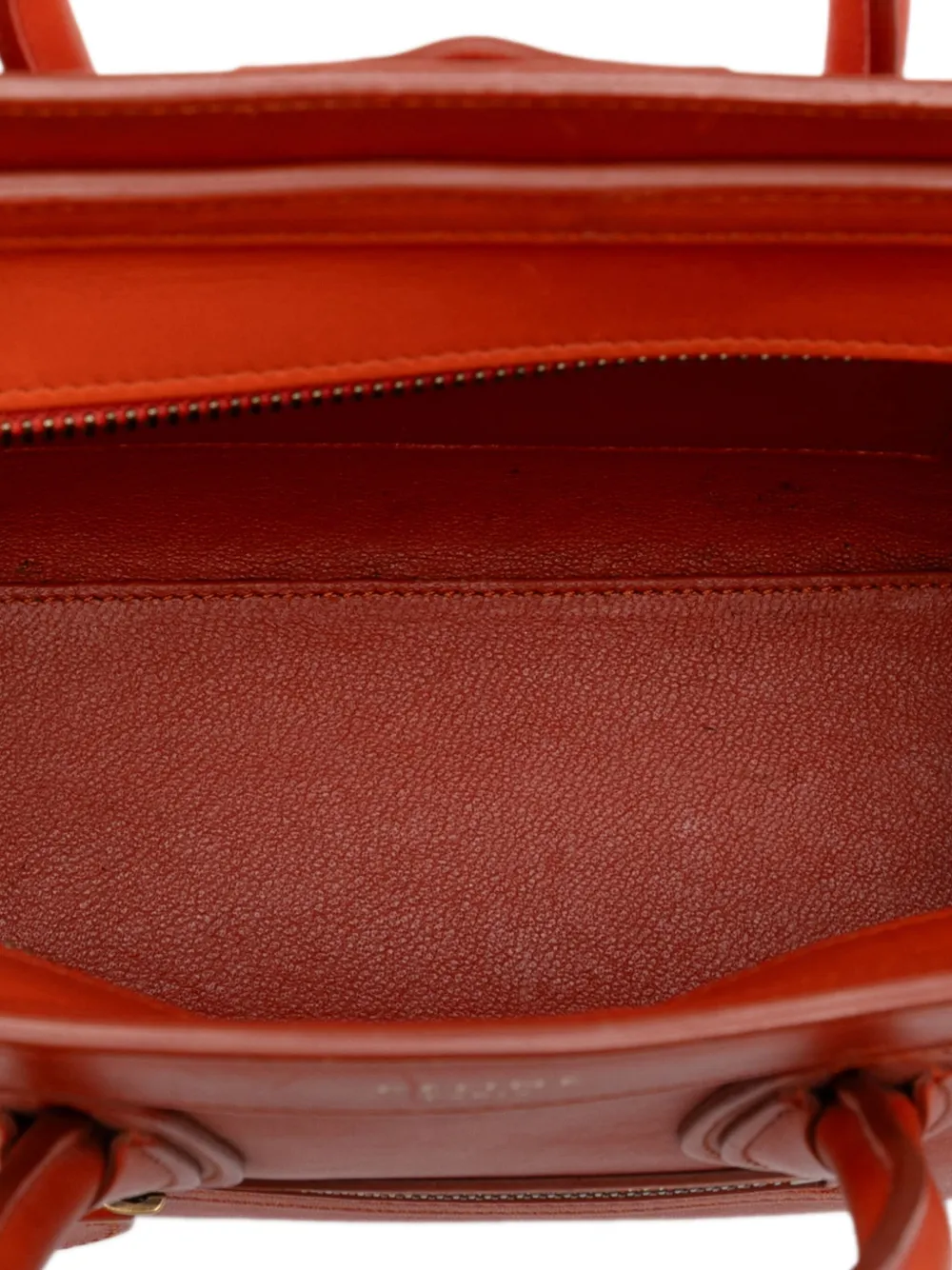 CELINE Pre-owned 2014 Nano Leather Luggage Tote Satchel In Orange