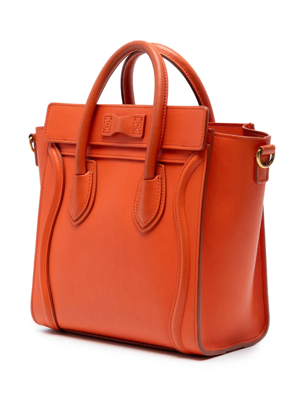 CELINE Pre-owned 2014 Nano Leather Luggage Tote Satchel In Orange