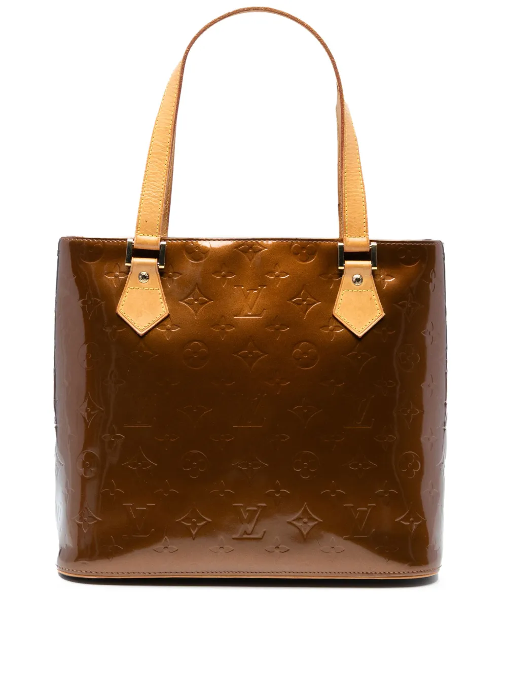 Pre-owned Louis Vuitton 2000 Monogram Vernis Houston Tote Bag In Brown