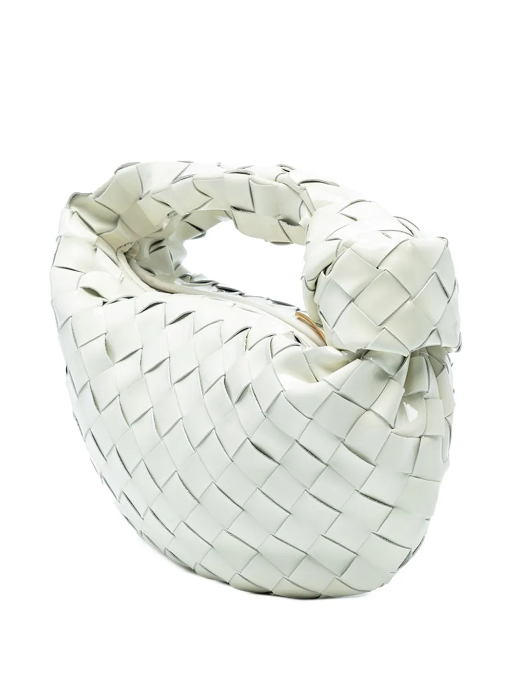 Pre-owned Bottega Veneta 2012-2025 Mini Patent Intrecciato Jodie Hobo Bag In White
