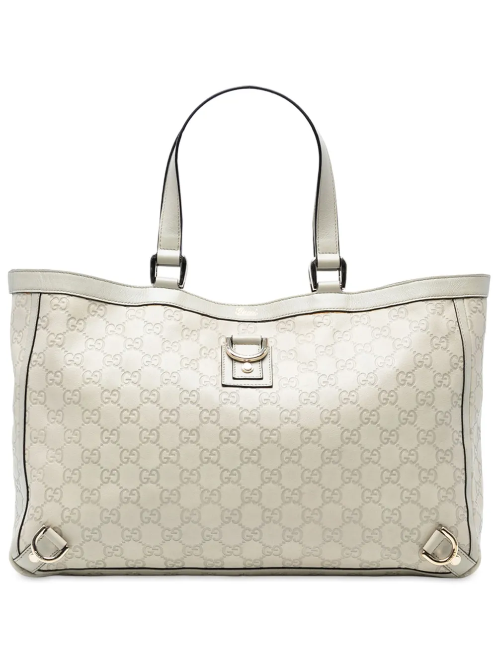 Pre-owned Gucci 2016-2025 Ssima Abbey D Ring Tote Bag In White