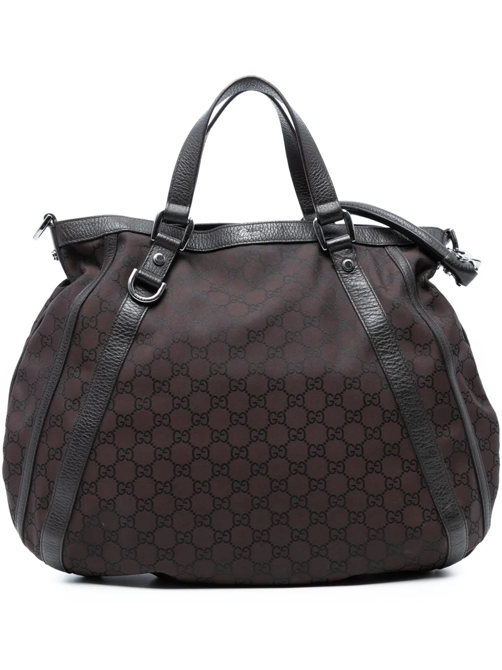 Pre-owned Gucci 2016-2025 Gg Canvas Abbey D Ring Convertible Satchel In Brown