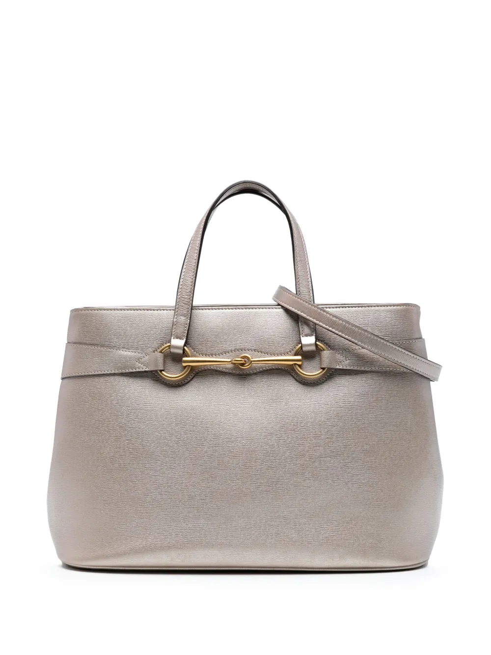 Pre-owned Gucci 2016-2025 Leather Bright Bit Satchel In Gold