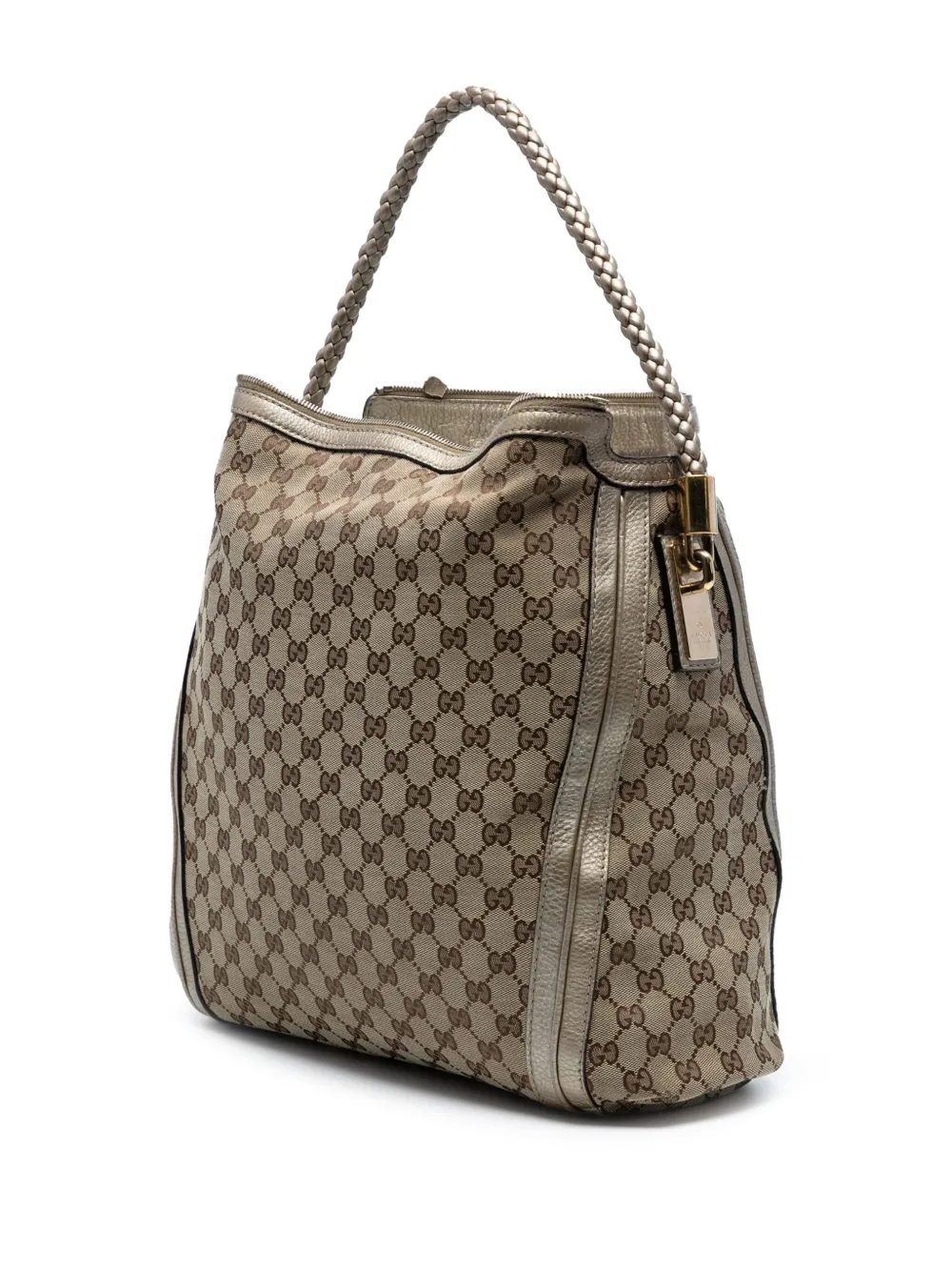 Pre-owned Gucci 2016-2025 Large Gg Canvas Bella Shoulder Bag In Gold