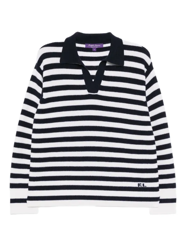 Ralph Lauren Collection Striped Knit Top in Blue
