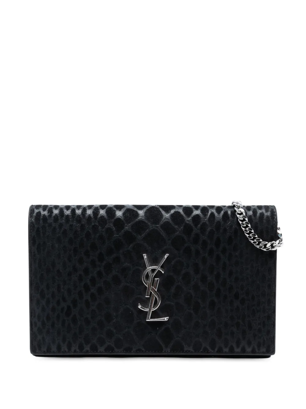 Saint Laurent Pre-Owned 2015 Python Embossed Suede Monogram Kate Wallet on Chain crossbody bag | Black | Image 1