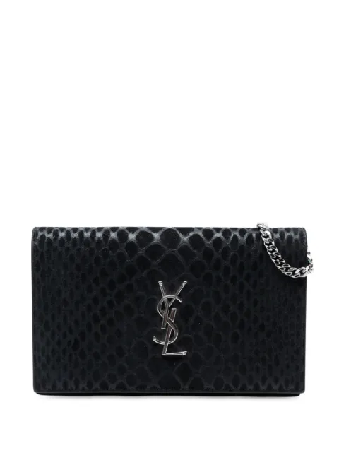 Saint Laurent Pre-Owned 2015 Python Embossed Suede Monogram Kate Wallet on Chain crossbody bag