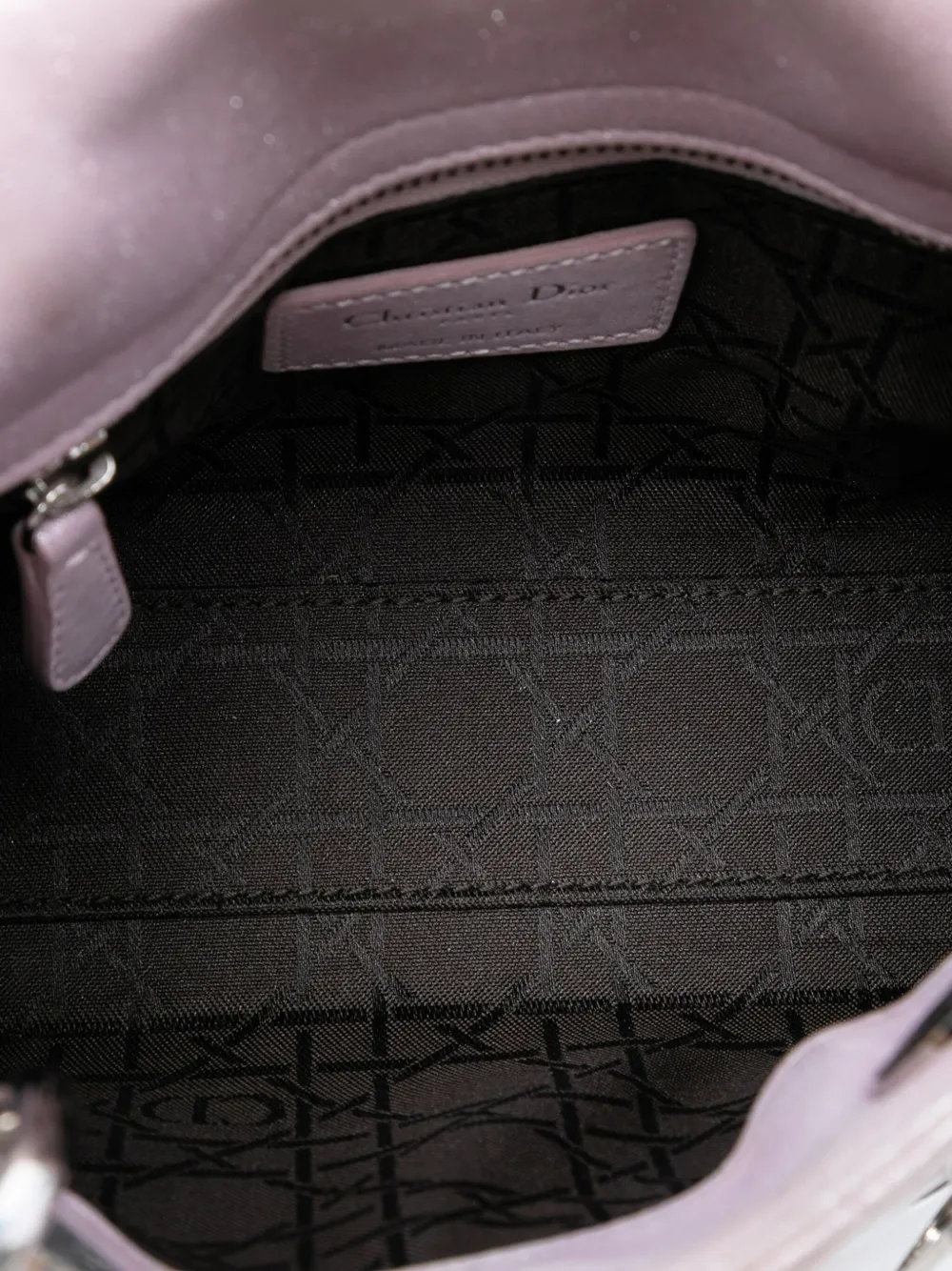 DIOR Pre-owned 2015 Mini Metallic Lambskin Cannage Lady Satchel In Pink