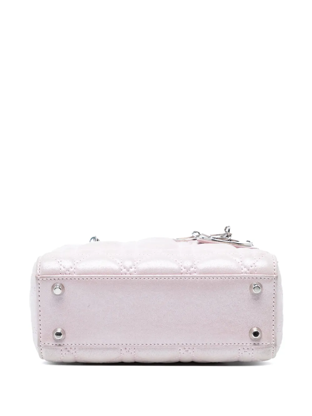 DIOR Pre-owned 2015 Mini Metallic Lambskin Cannage Lady Satchel In Pink