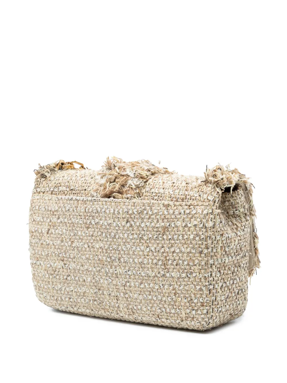 Pre-owned Dior 2012 New Rock Tweed And Rhinestones Chain Shoulder Bag In Brown