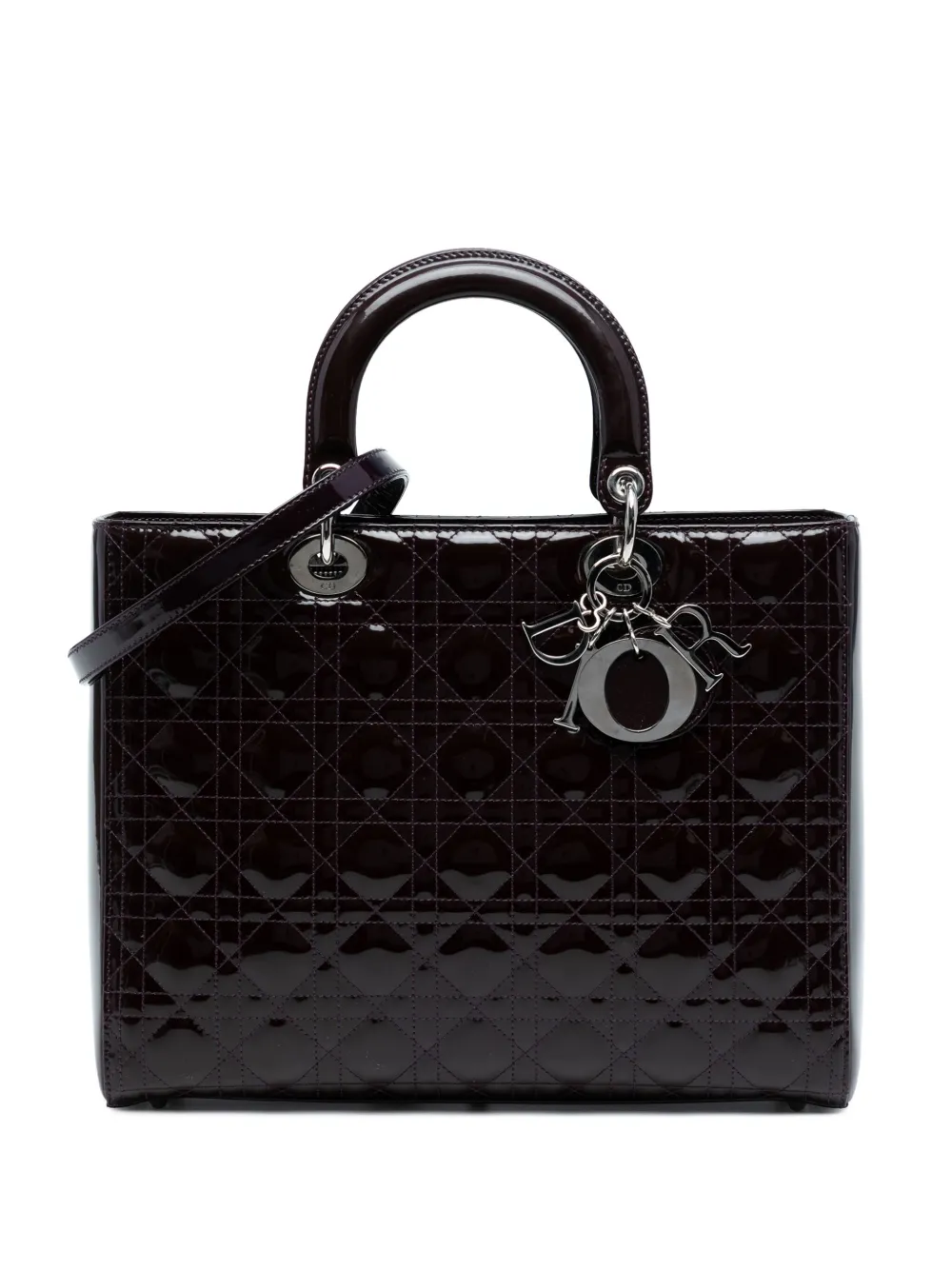 Christian Dior Pre-Owned 2010 ラージ パテント カナージュ レディ ディオール サッチェルバッグ - パープル