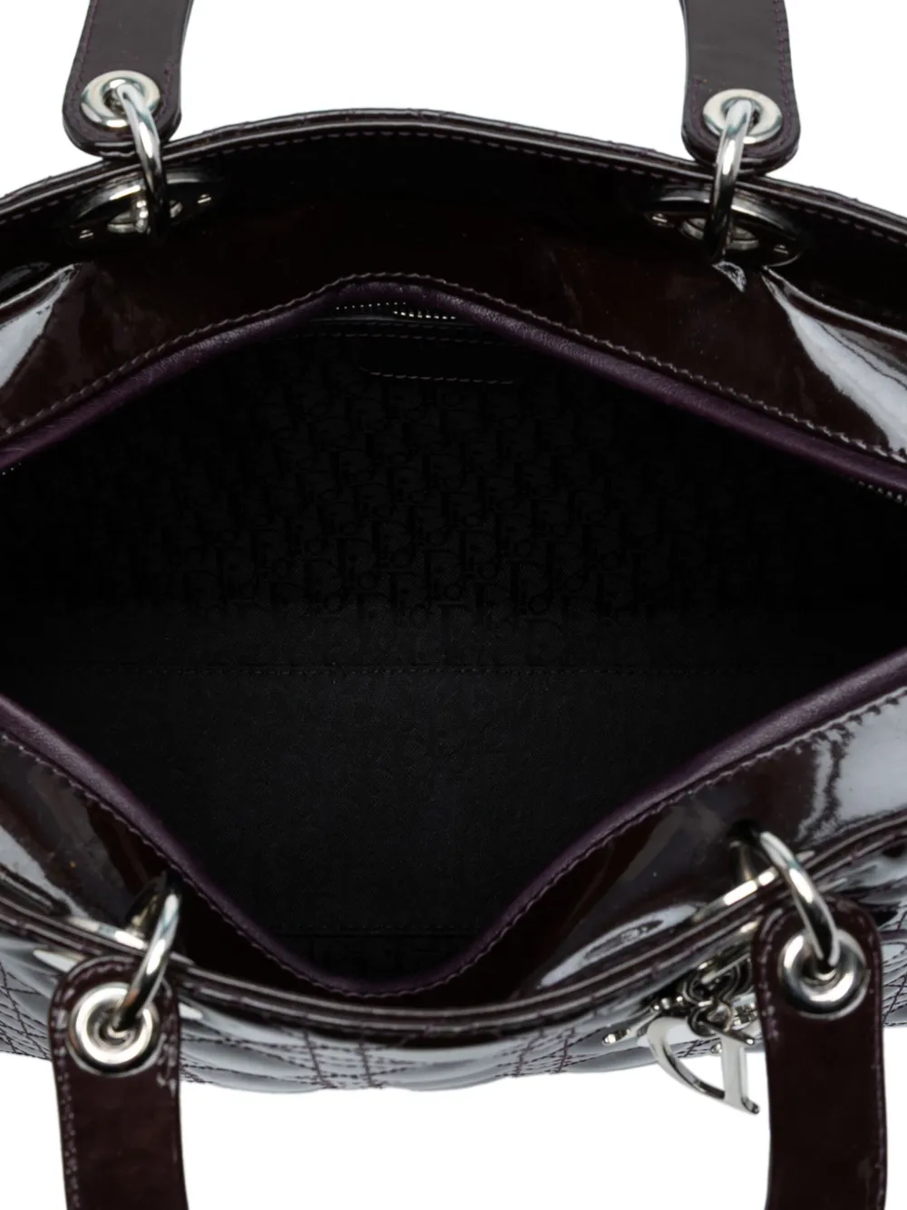 DIOR Pre-owned 2010 Large Patent Cannage Lady Satchel In Purple