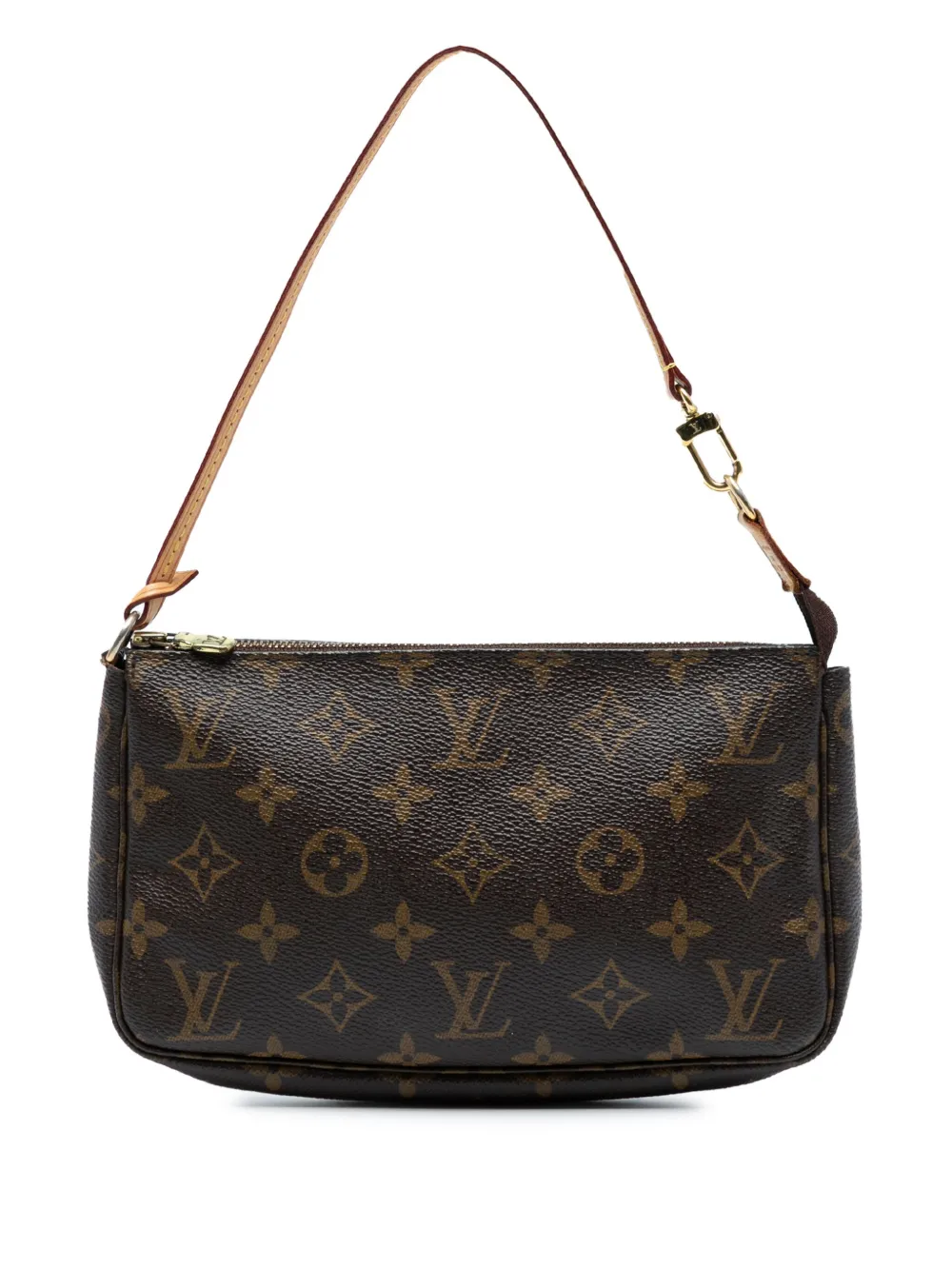 Pre-owned Louis Vuitton 2005 Monogram Pochette Accessoires Shoulder Bag In Brown