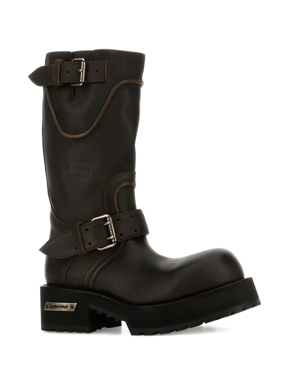 Balenciaga Venom buckle-detail leather boots Bruin