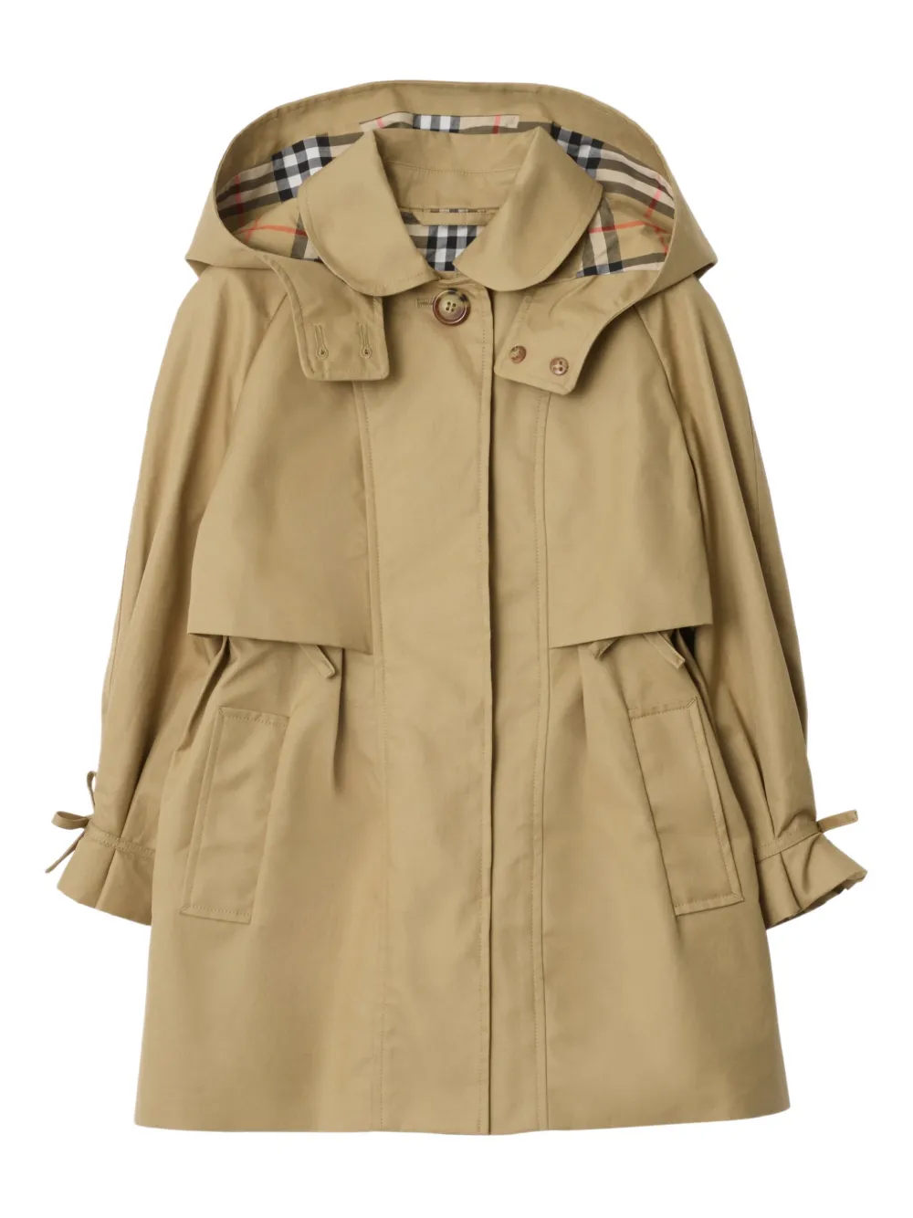 Burberry Kids hooded cotton trench coat - Toni neutri