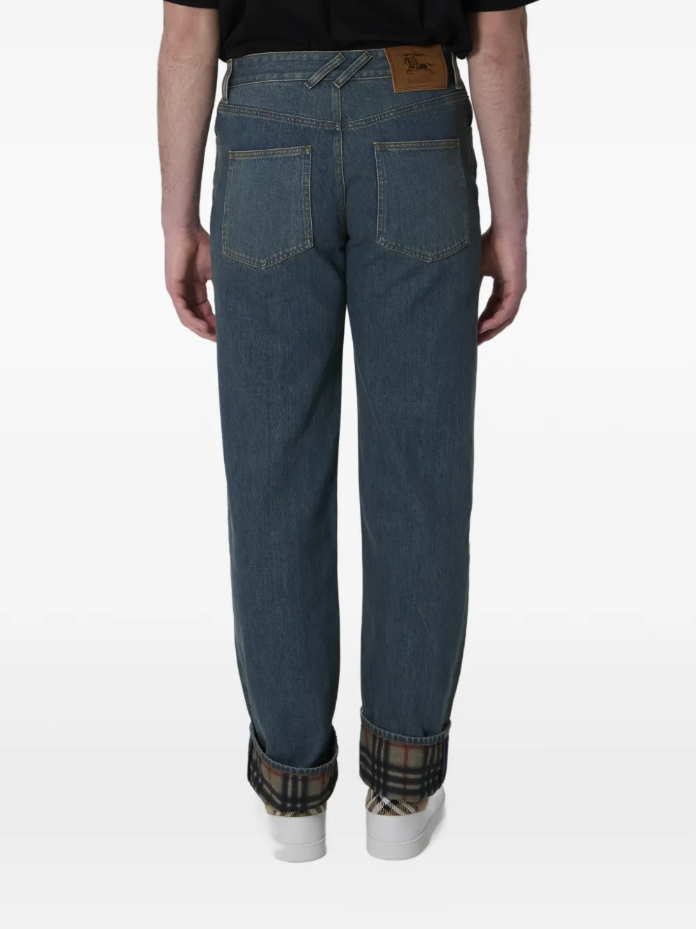 Burberry Straight jeans met geruite cuffs Blauw