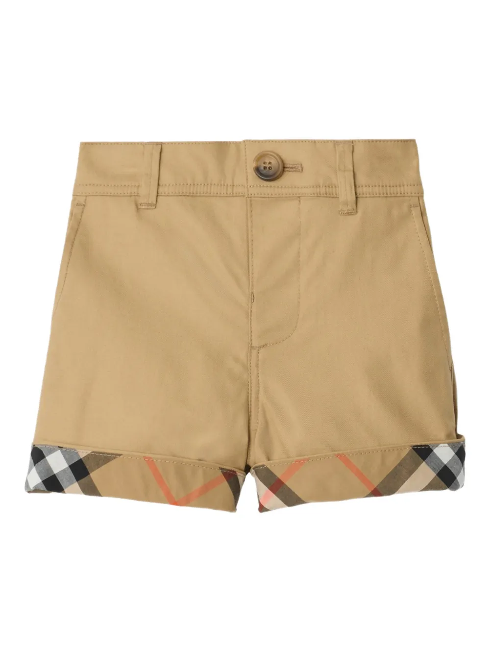 Burberry Kids check turn-up cotton shorts - Toni neutri