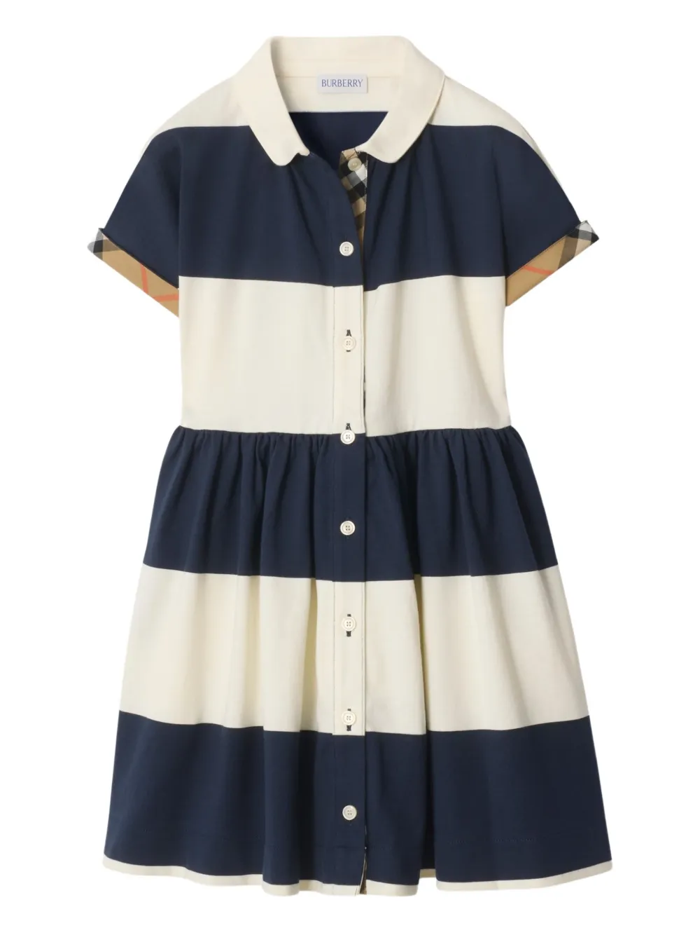 Burberry Kids check striped cotton shirt dress - Bianco