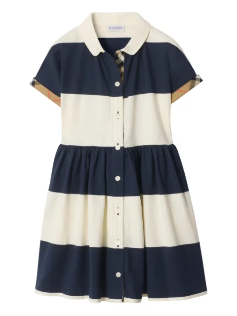 Burberry Kids check striped cotton shirt dress